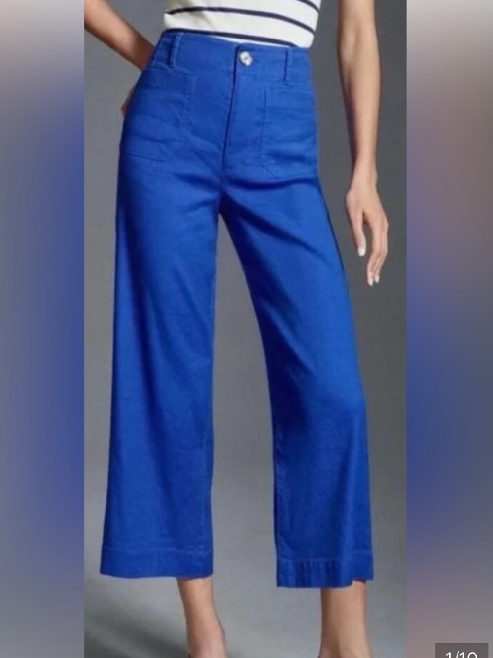 Maeve Colette Wide Leg Magic Fabric Cropped Wide Leg Pant - Cobalt Blue 29T